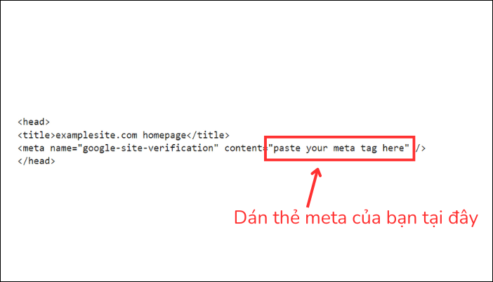 Dán thẻ meta vào trong thẻ head website