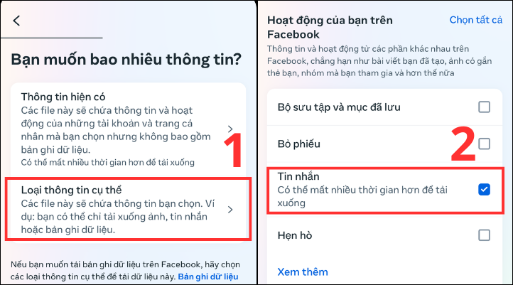Chọn Tin nhắn để thực hiện khôi phục lại nội dung trên Messenger iPhone