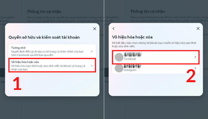Nhấp vào Vô hiệu hóa hoặc xóa. Tiếp theo nhấp vào tài khoản Facebook.