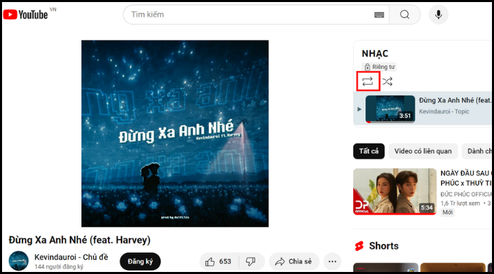 Chọn danh sách vừa tạo và nhấn nút mũi tên lặp lại để mở tính năng replay