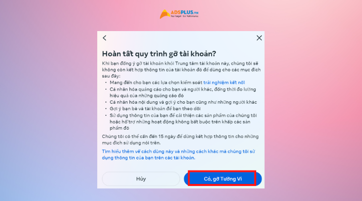 Cuối cùng chọ có gỡ tài khoản là bạn đã thành công hủy liên kết