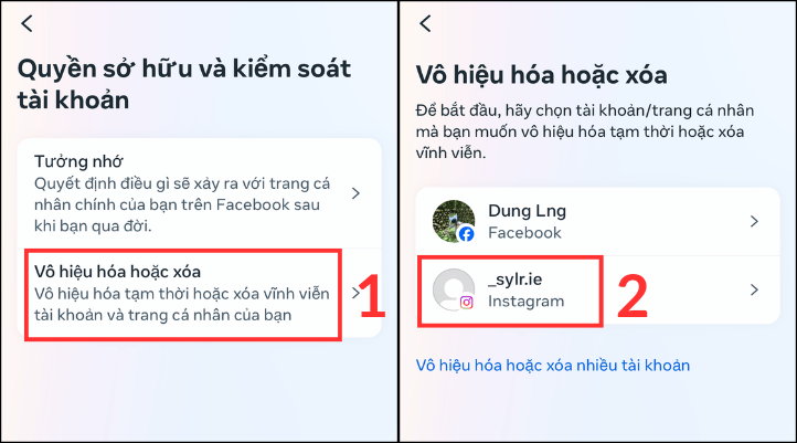 Tiếp tục cách xóa tài khoản Instagram vĩnh viễn trên điện thoại, chọn Thông tin cá nhân. Sau đó, chọn Quyền sở hữu và kiểm soát tài khoản.