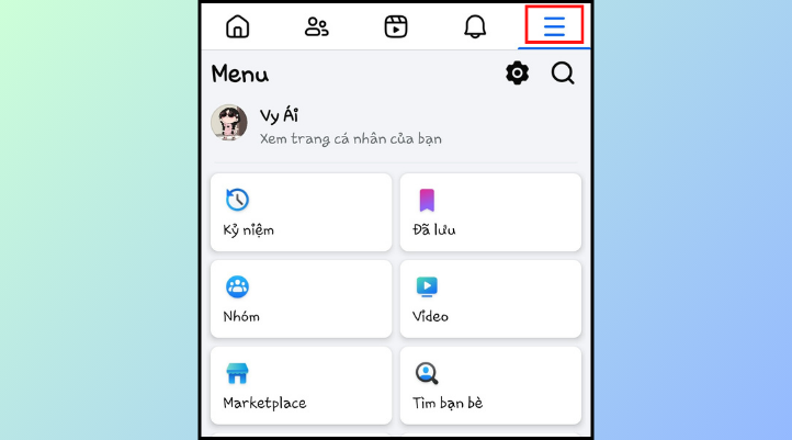 Vào biểu tượng menu