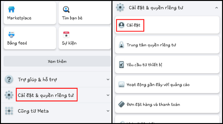 Vào Cài đặt để cài đặt đồng bộ
