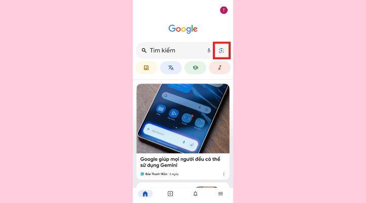 Để quét mã QR trên Google bằng điện thoại, bạn hãy chọn biểu tượng Google Lens ở thanh tìm kiếm