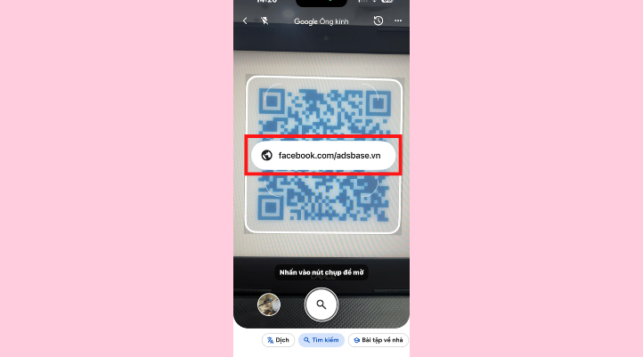 Bạn chọn vào đường link hiện ở giữa mã QR là hoàn tất