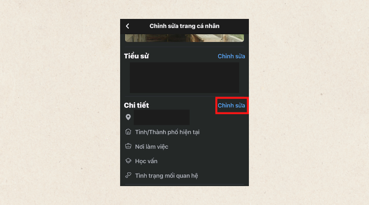Chọn Chỉnh sửa tại mục Chi tiết trên điện thoại