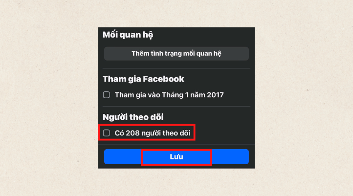 Cuối cùng nhấn dấu tích ở ô người theo dõi và chọn Lưu là thành công