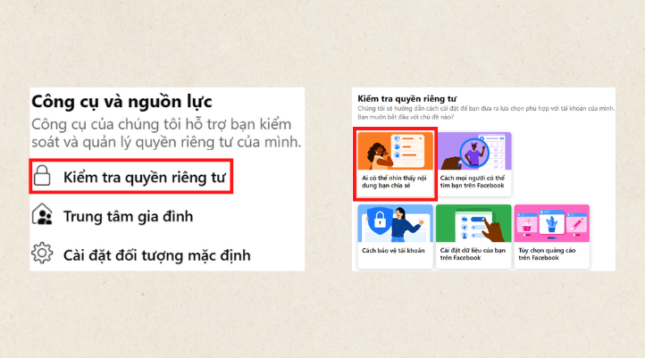 Bước 2: Chọn Kiểm tra quyền riêng tư và chọn Ai có thể nhìn thấy nội dung bạn chia sẻ