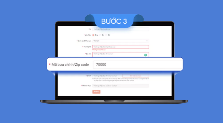 Điền thông tin cần thiết và mã Zip Code để tiếp tục các bước đăng ký tiếp thị liên kết Shopee 