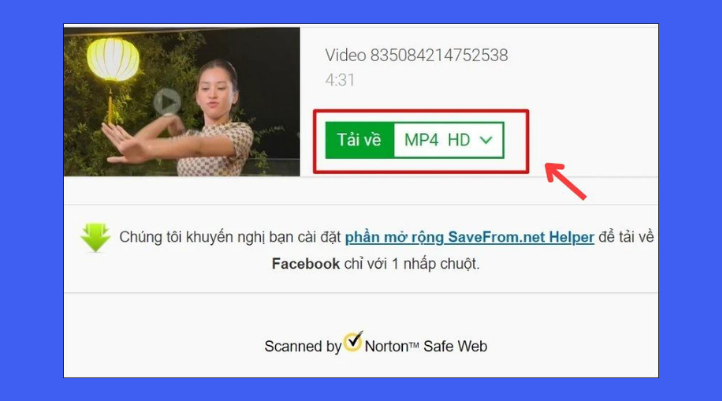 Chọn tải với nhiều chất lượng video khác nhau, sau đó bạn nhấn “Tải về” một lần nữa để lưu video 