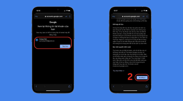 Cách tạo kênh YouTube kiếm tiền - Để xác nhận thông tin đăng ký tài khoản Google trên YouTube nhấn nút Tiếp theo và tùy chọn Đồng ý điều khoản để hoàn tất