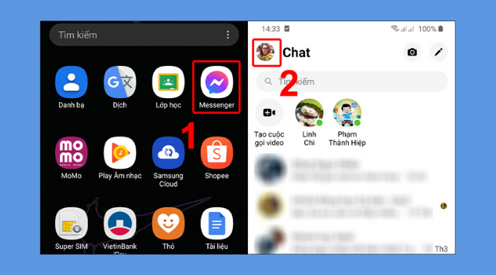 Mở ứng dụng Messenger, sau đó nhấn vào ảnh đại diện cá nhân, thường nằm ở góc trên bên trái màn hình.