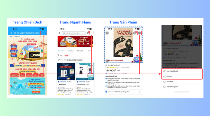 Nhấn vào dấu ba chấm (…) ở góc phải màn hình. Sau đó, chọn “Sao chép liên kết/Chia sẻ”.