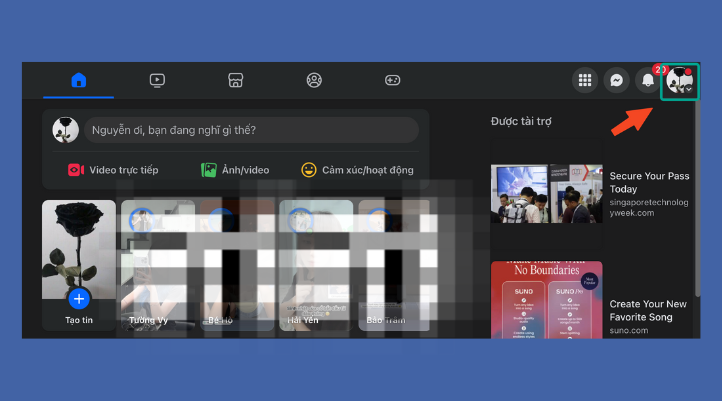 Sau khi đăng nhập, bạn nhấn vào biểu tượng avatar, bên dưới góc trái màn hình. Cách xem người lạ xem tin trên facebook là ai
