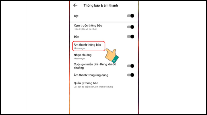 Chọn Âm thanh thông báo trong Messenger để thay đổi nhạc chuông tin nhắn yêu thích.