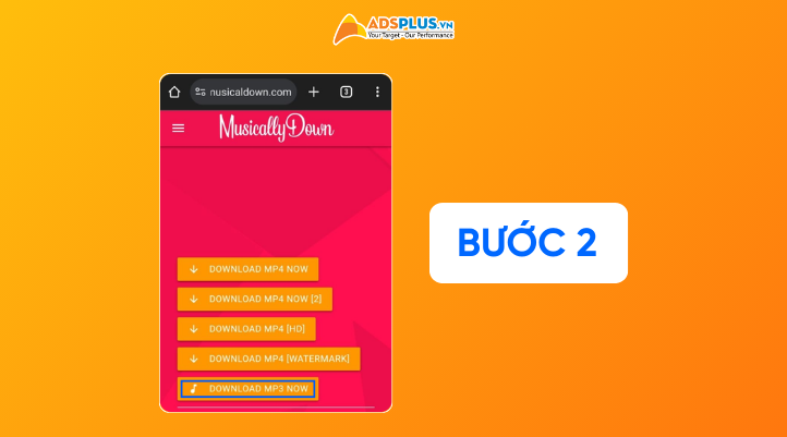 Bước 2: Cách lấy nhạc Tik Tok làm nhạc chuông bằng Musicaldown trên Android: Bạn URL video TikTok đã sao chép vào khung trống.