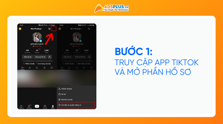 Bước 1: Cách xem video đã xem trên Tiktok - Truy cập ứng dụng TikTok và mở phần Hồ sơ