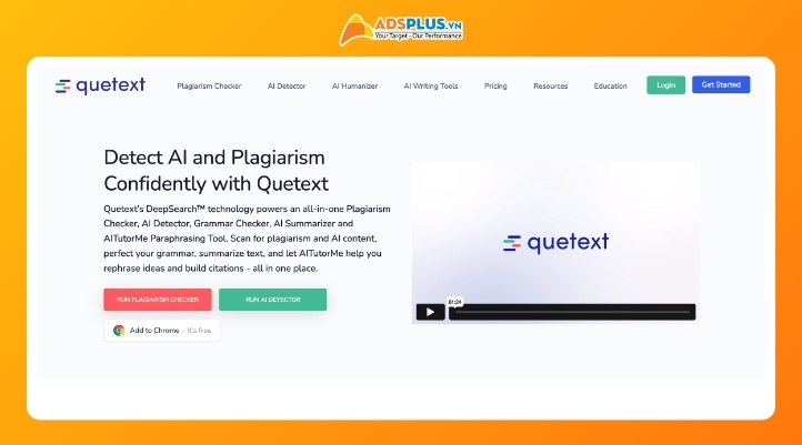 Quetext (Giải pháp kiểm soát nguyên bản và phát hiện AI chuyên nghiệp)