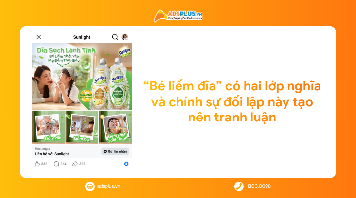 Một hình ảnh, hai cách hiểu: Bài toán Hero Visual của Sunlight “Dĩa Mlem Mẹ Làm, Sạch Lành Bé Liếm”