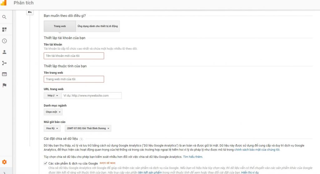 tích hợp google analytics vào website
