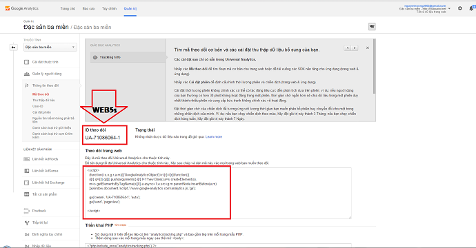 tích hợp google analytics vào website