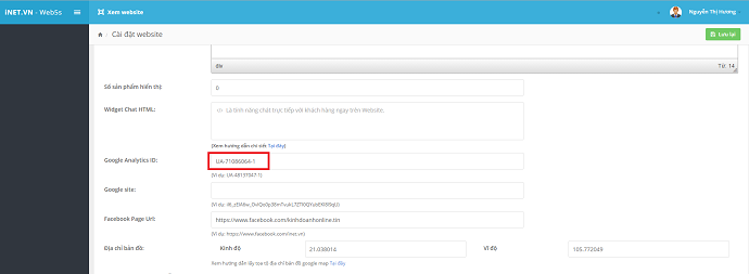 tích hợp google analytics vào website