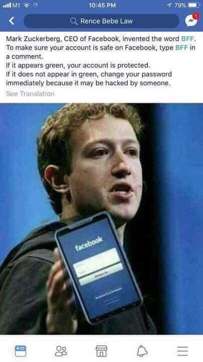 Lý giải phong trào comment "BFF" để biết Facebook bị hack hay chưa
