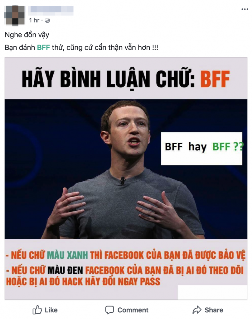 Lý giải phong trào comment "BFF" để biết Facebook bị hack hay chưa