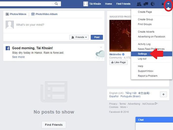 cách khóa facebook tạm thời 01
