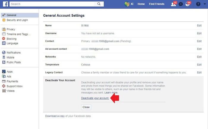 cách khóa facebook tạm thời 02