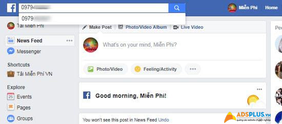 tìm facebook qua số điện thoại 01